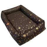 Cama para perro, 100 x 75, impermeable, con huesos dorados, desmontable, Dogs4life