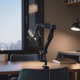 Suporte para microfone NanoRS RS422 com roscas de 3/8" e 5/8" para mesa, carga máxima de 1 kg | Altura regulável até 84,7 cm | Rotação de 360° | Com gestão de cabos | Ideal para estúdio e streaming