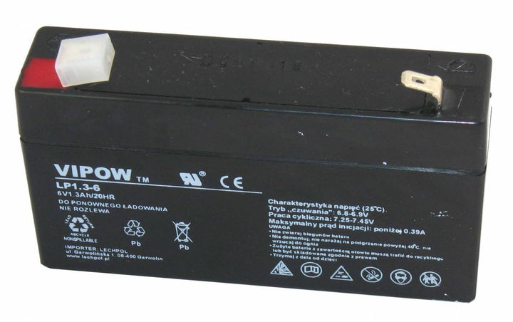 Bateria de gel Vipow 6V 1,3Ah sem manutenção, longa duração