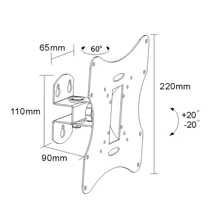 Soporte de pared para pantalla TV PLASMA, LCD, LED 23-50" 30kg VESA 200x200 Maclean MC-501A B