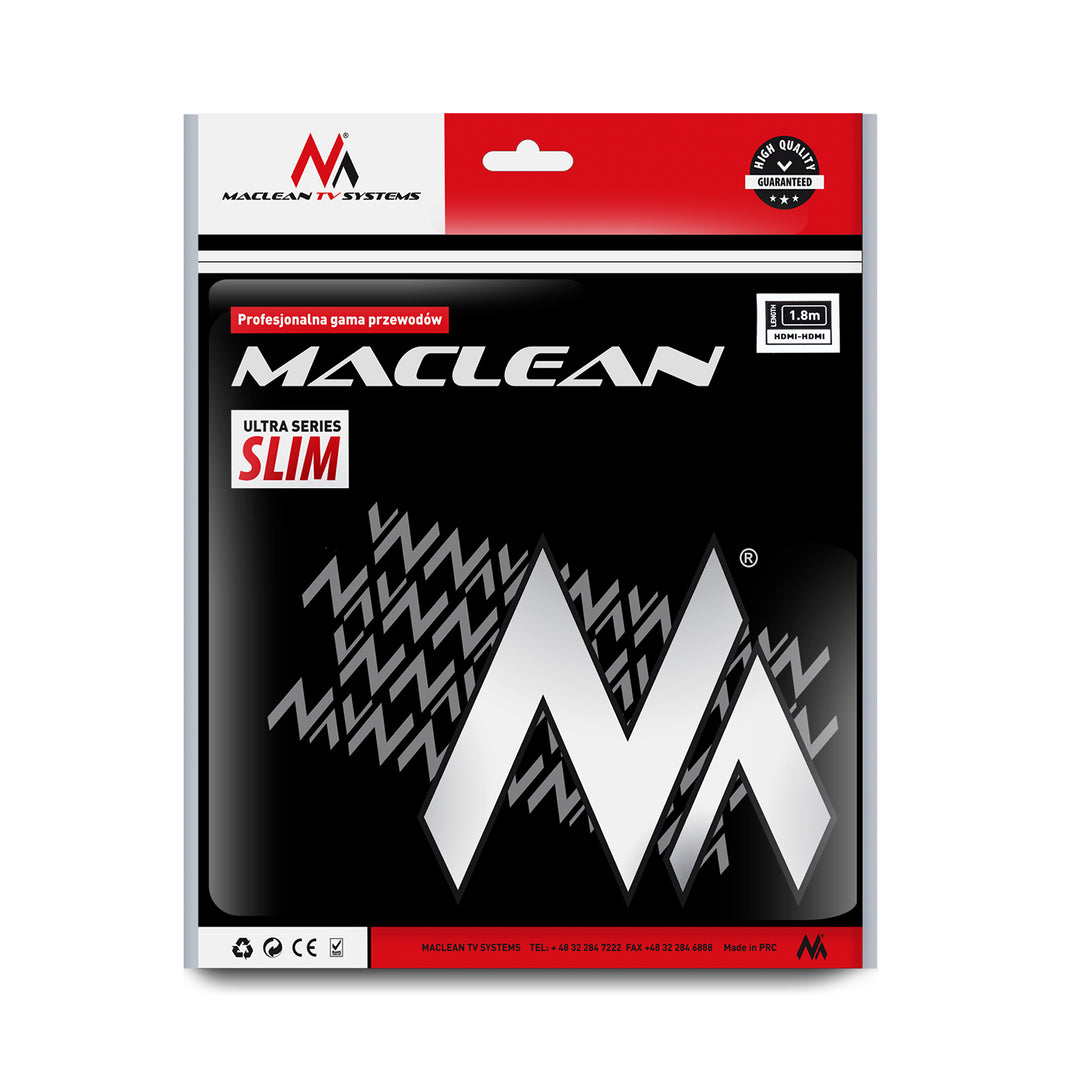 Comprimento do cabo HDMI-HDMI v1.4 1,8 m Maclean MCTV-5