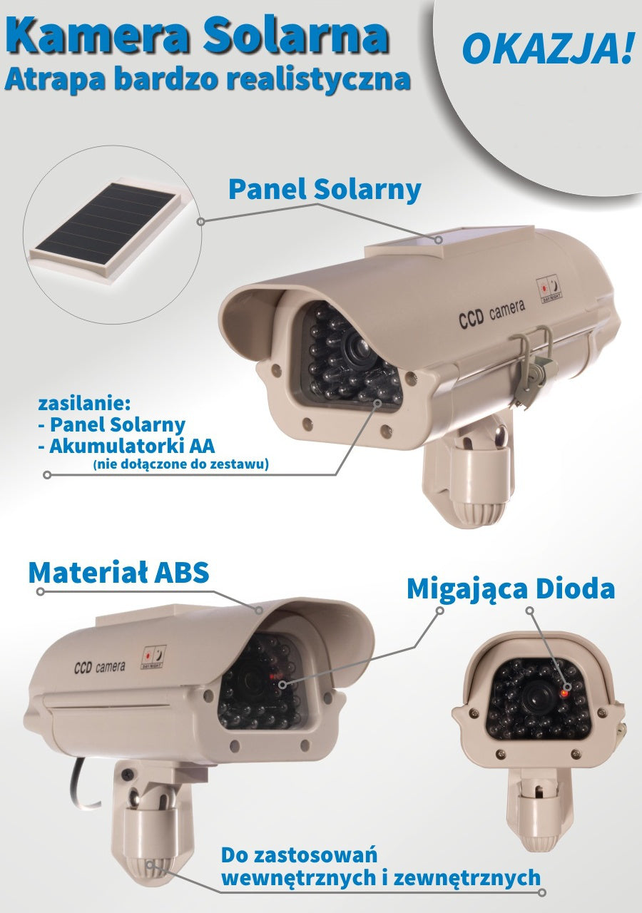 Câmara de vigilância simulada com LED intermitente, com módulo solar SOL1500