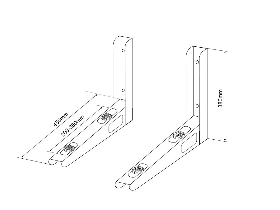 Suporte para ar condicionado MC-621 até 100kg comprimento do braço 450mm aço galvanizado