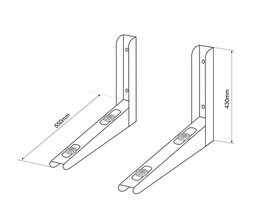Suporte para equipamentos de ar condicionado AEG até 200 kg de peso, comprimento do braço 550 mm, aço galvanizado Maclean MC-624