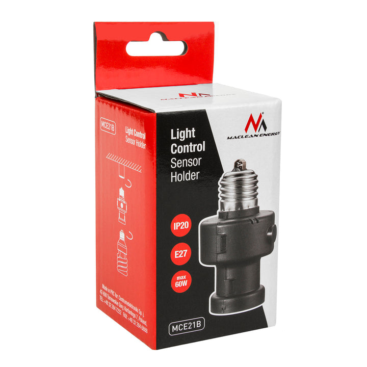 Portalámparas con sensor crepuscular y temporizador E27 100W Maclean Energy MCE21