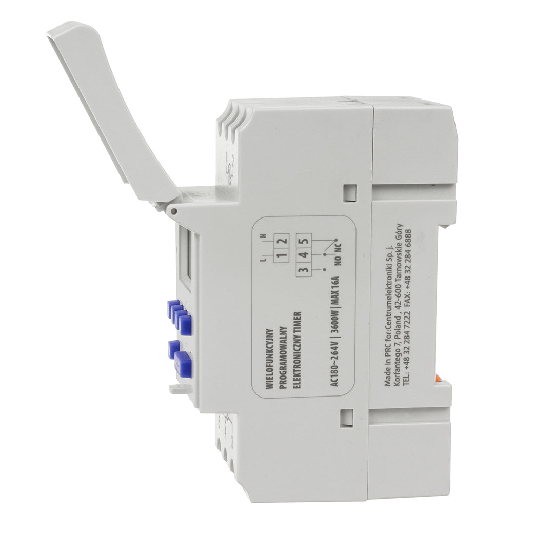 Programador eléctrico digital diario semanal tipo carril DIN 16A 250V GreenBlue GB100