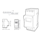Programador elétrico digital diário semanal tipo trilho DIN 16A 250V GreenBlue GB100