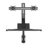 Maclean MC-633 Estación de trabajo de pie y sentado 3 en 1: soporte de pared para monitor de 2 vías con estante para teclado y soporte para computadora Soporte de pared de resorte de gas de 17-32 "pulgadas