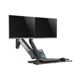 Maclean MC-633 Estación de trabajo de pie y sentado 3 en 1: soporte de pared para monitor de 2 vías con estante para teclado y soporte para computadora Soporte de pared de resorte de gas de 17-32 "pulgadas