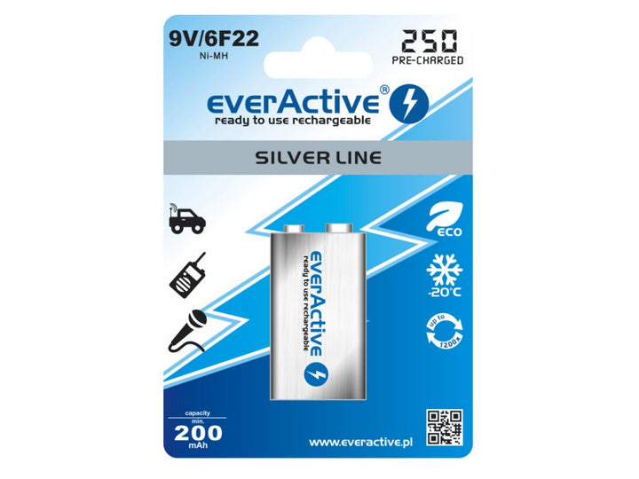 Batería EverActive Ni-MH 9V 6F22 250mAh Silver Line