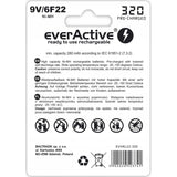 Bateria recarregável EverActive 6F22/9V Ni-MH 320 mAh