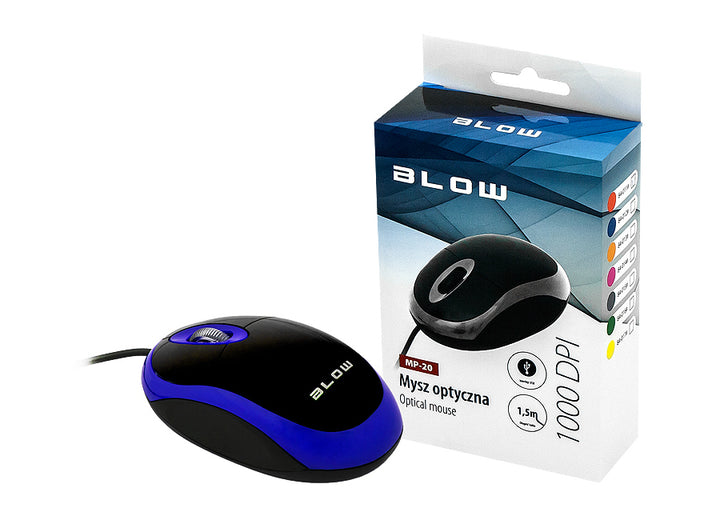 Ratón óptico con cable mp-20 blow usb 1000 DPI azul