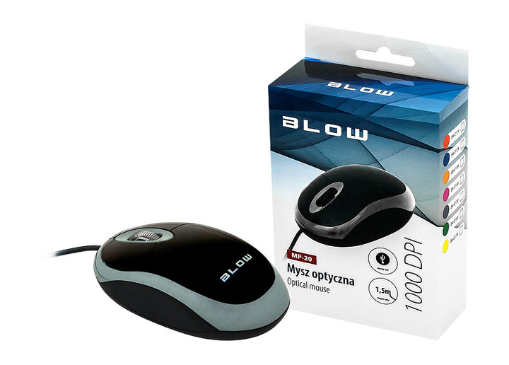 Ratón óptico con cable mp-20 blow usb 1000 DPI azul