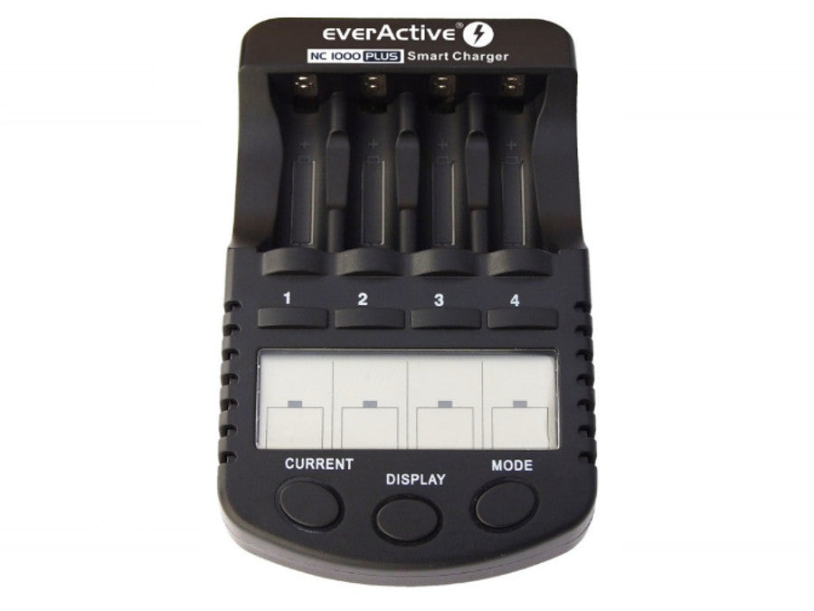 Carregador de bateria AAA R03, AA R6, Ni-MH/Ni-CD EverActive NC-1000 Plus