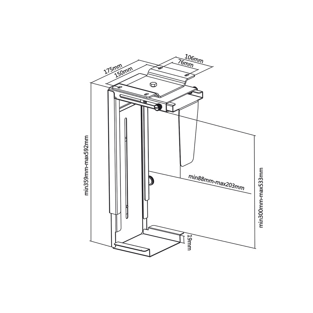 Suporte para computador (montagem sob a mesa) Maclean MC-713