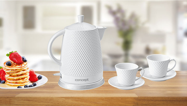Elegante bule de cerâmica com xícaras 1200-1500 W 1,5 L Concept