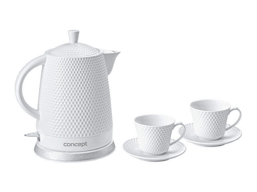 Elegante bule de cerâmica com xícaras 1200-1500 W 1,5 L Concept