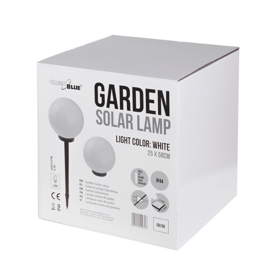 Lâmpada solar LED para jardim em forma de bola grande 25 x 25 x 58 cm VerdeAzul GB166