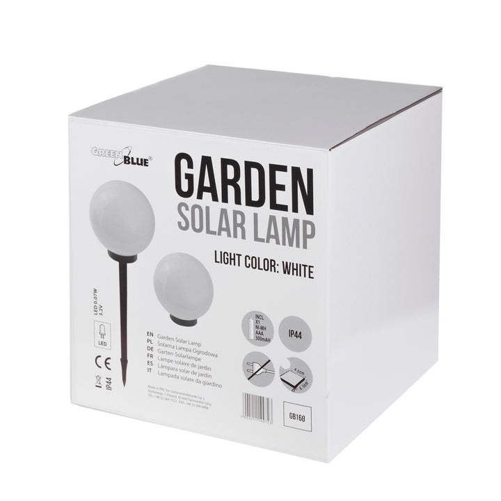 Candeeiro solar de jardim em forma de bola grande 30 x 30 x 63 cm LED branco VerdeAzul GB168