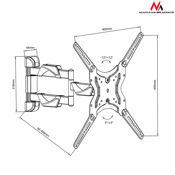 Maclean MC-743 Suporte de parede para monitor ou ecrã de TV LCD/LED 13-65" 30 kg VESA