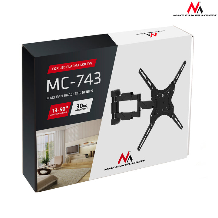 Maclean MC-743 Suporte de parede para monitor ou ecrã de TV LCD/LED 13-65" 30 kg VESA