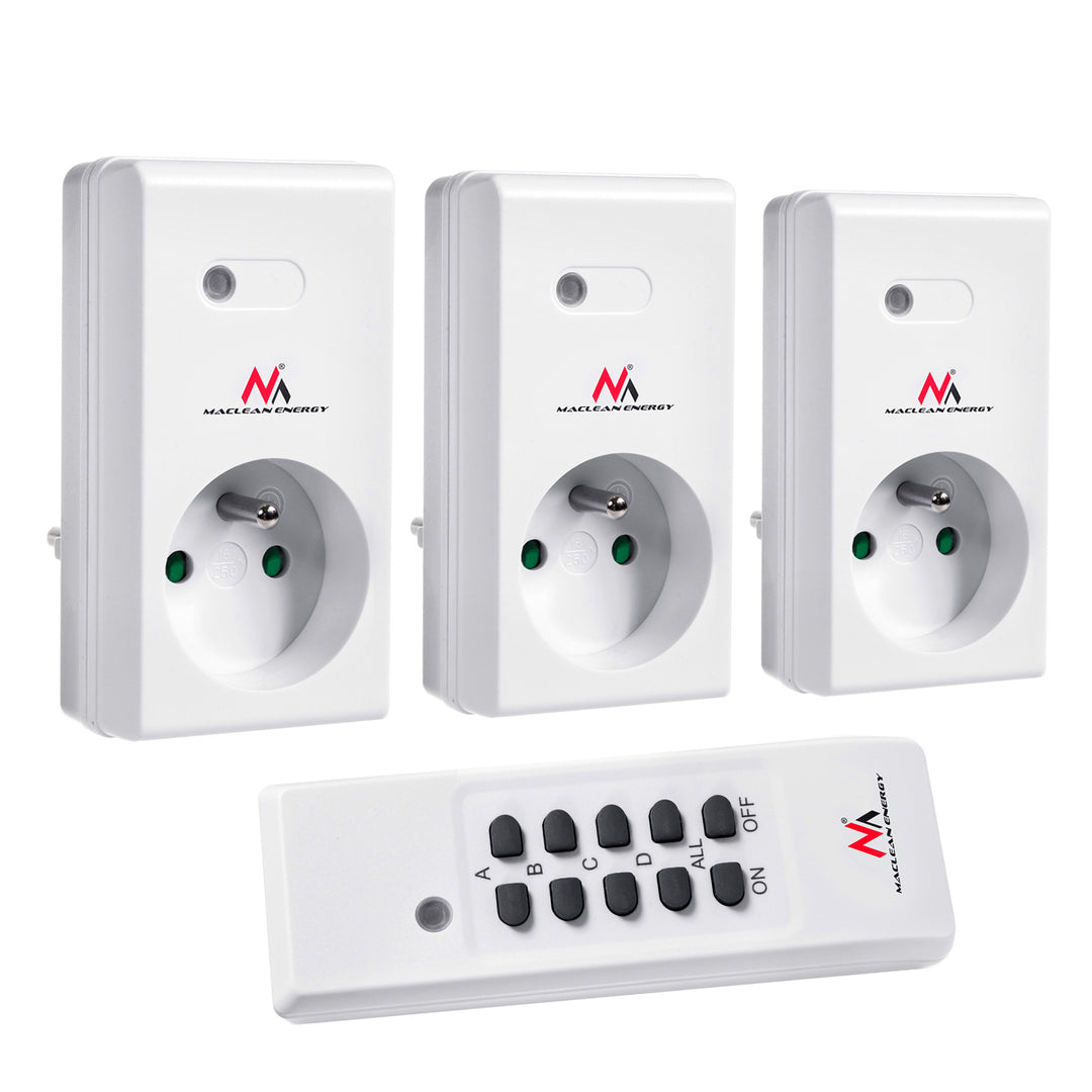 Juego de 3 enchufes francés con mando a distancia Maclean Energy MCE153