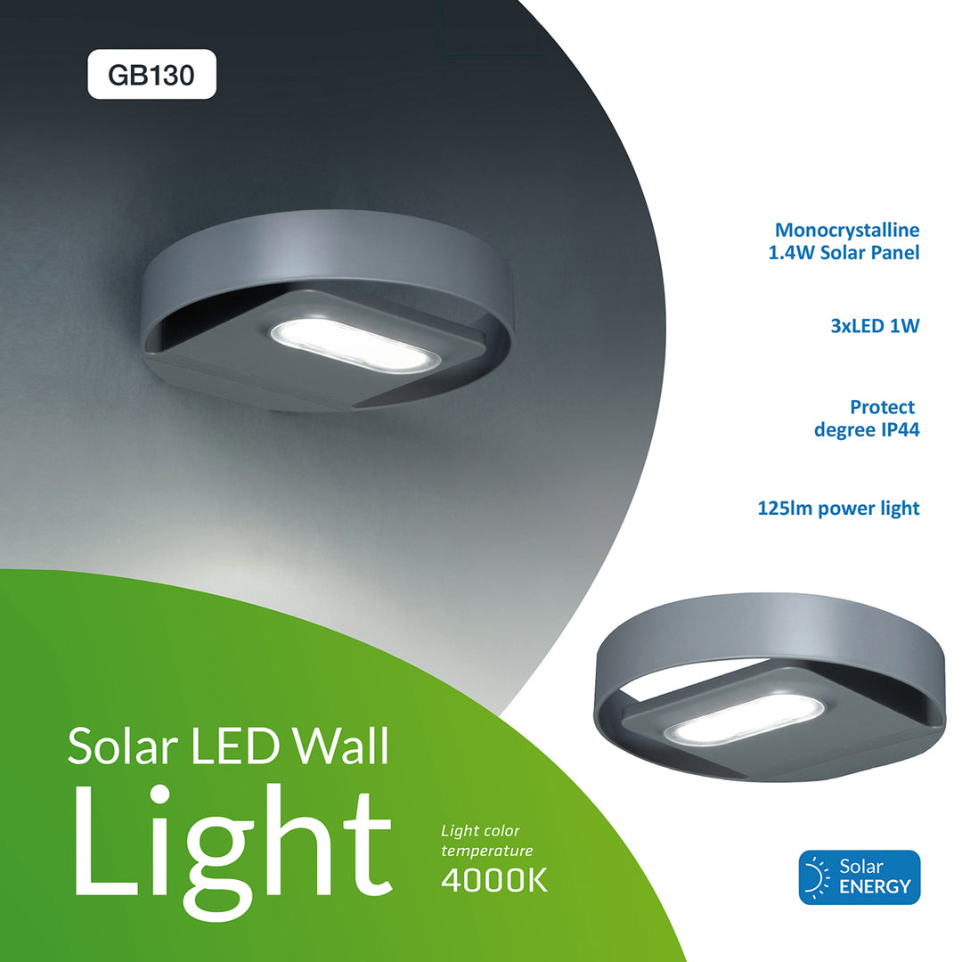Lámpara solar LED 3W redonda de pared para exterior GreenBlue GB130
