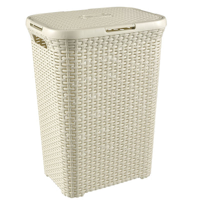 Cesto para roupa suja com bandeja de creme The Curver Natural Style 60l