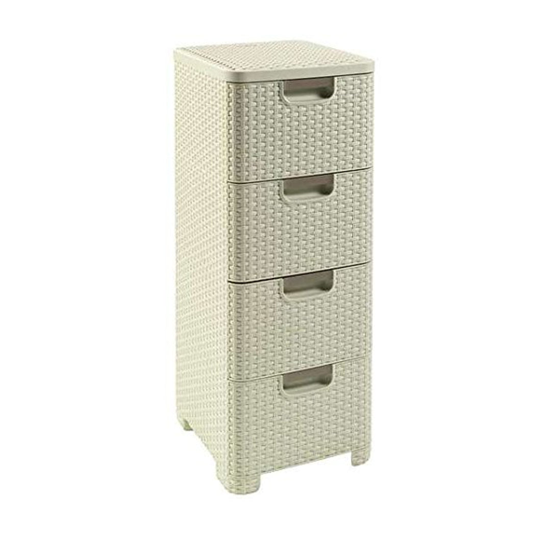 Cômoda efeito vime Curver Style com 4 gavetas de 14l