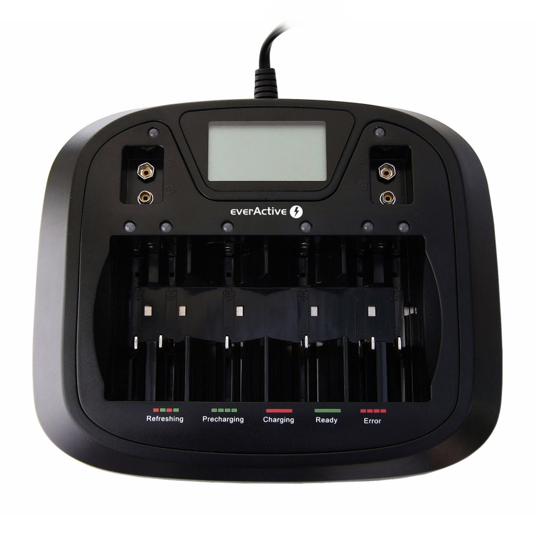 Carregador profissional AA AAA CD 9V everActive NC-900U de 8 canais