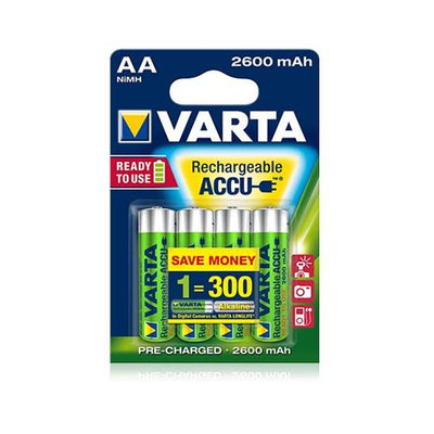 4 pilhas recarregáveis ​​AAA AA NiMH Varta Ready2use 4x