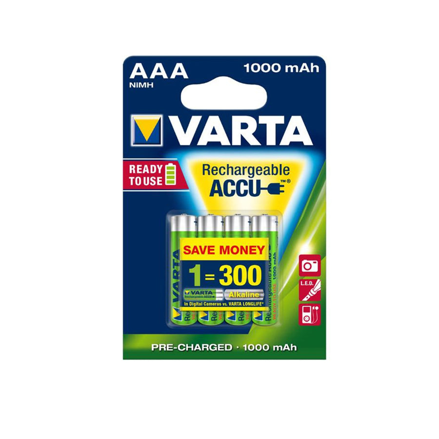 4x Pilhas Recarregáveis ​​Varta Ready2use R3 / AAA 1000mAh