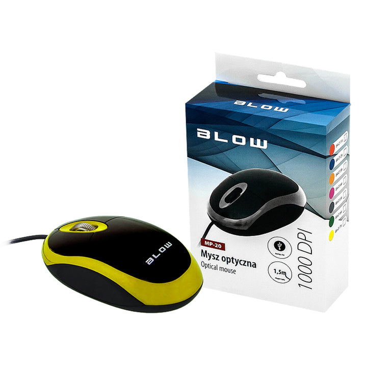 Ratón óptico con cable mp-20 blow usb 1000 DPI azul