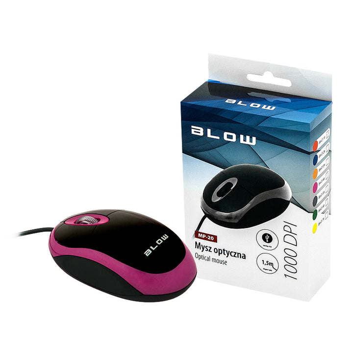 Ratón óptico con cable mp-20 blow usb 1000 DPI azul