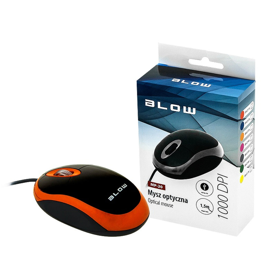 Ratón óptico con cable mp-20 blow usb 1000 DPI azul