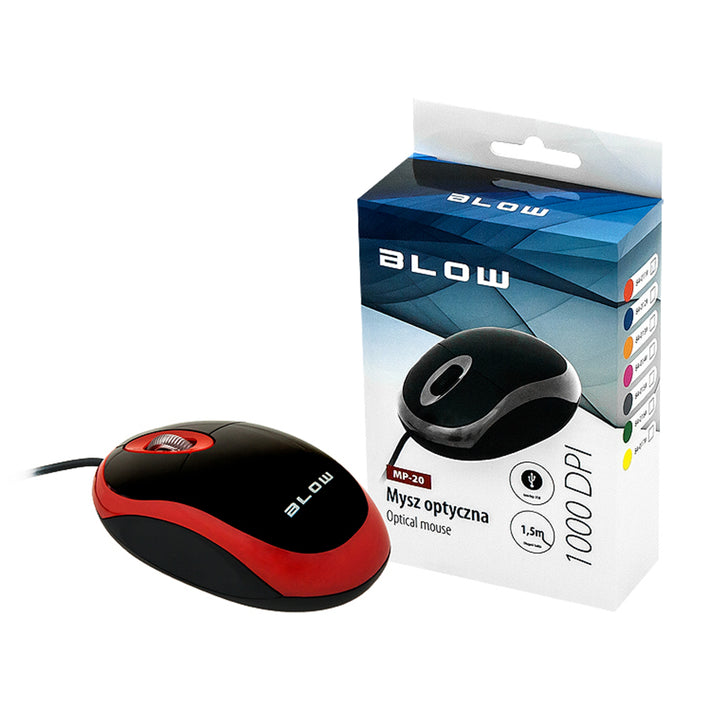Ratón óptico con cable mp-20 blow usb 1000 DPI azul