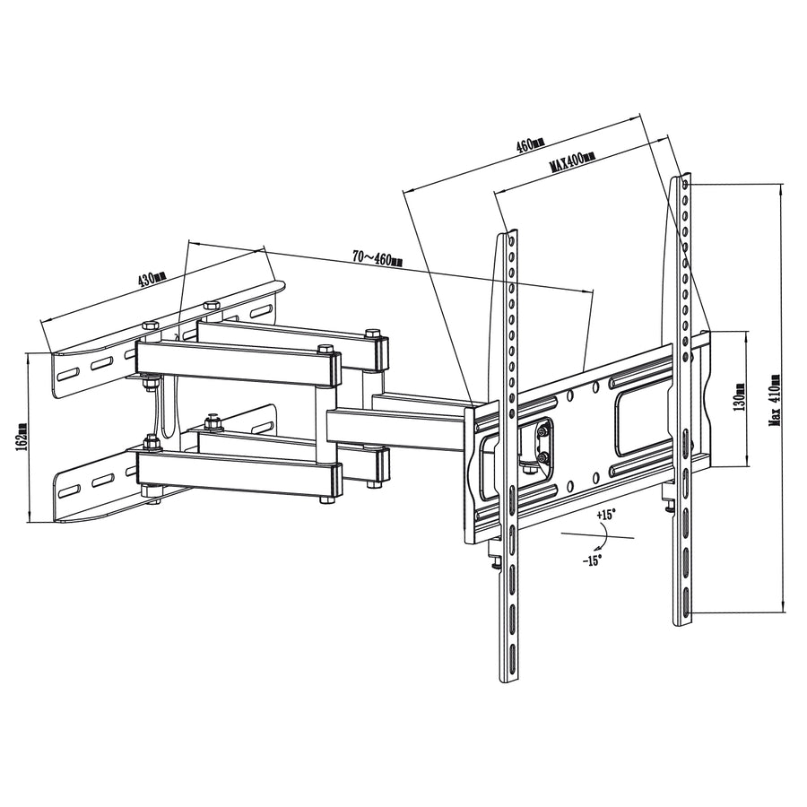 Soporte Maclean para TV o monitor, universal, VESA máx. 400x400, 26-65", 30kg, negro, MC-760