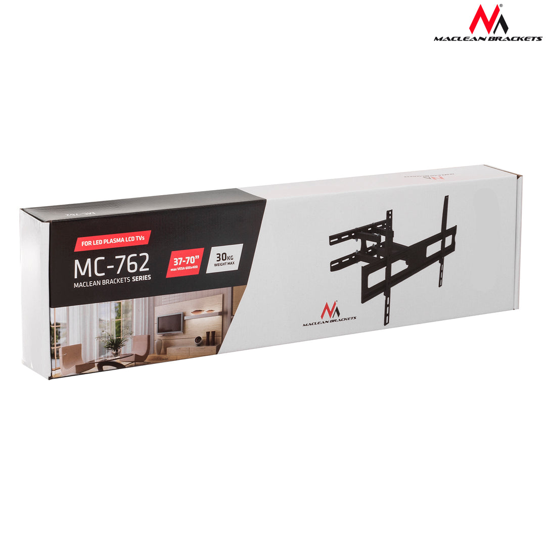 Maclean MC-762 Soporte de pared para monitor o pantalla LCD/LED TV 37-80" 30kg VESA max 600x400 brazo doble