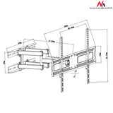 Maclean MC-762 Soporte de pared para monitor o pantalla LCD/LED TV 37-80" 30kg VESA max 600x400 brazo doble