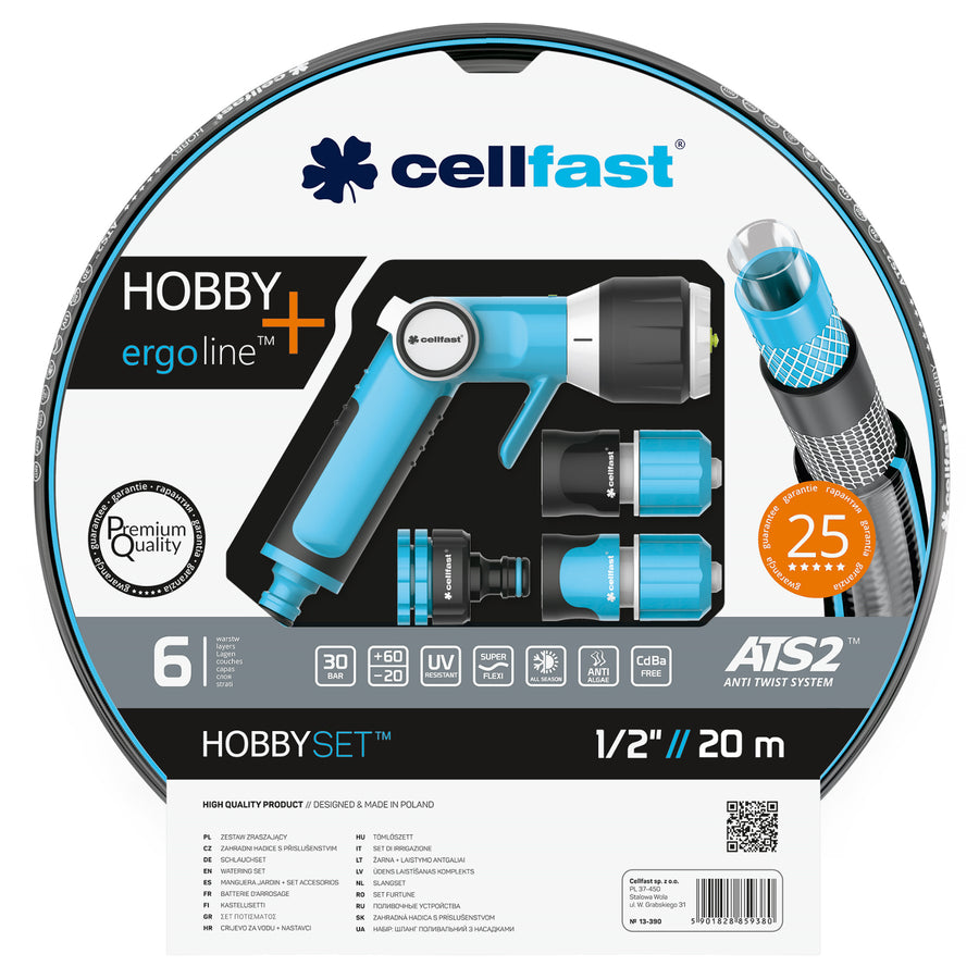 Conjunto de jardim mangueira de jardim 20m 1/2 "Cellfast Hobby Ergo Line