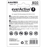 4 baterías EverActive R03 / AAA 800mAh de alta calidad