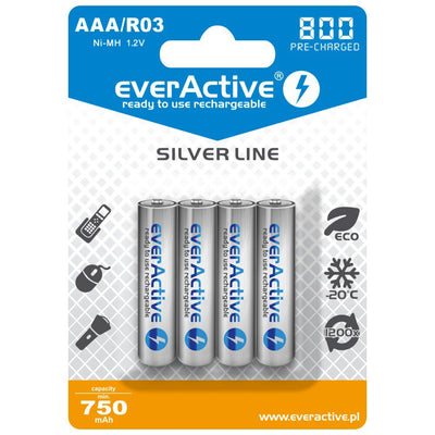 4 baterías EverActive R03 / AAA 800mAh de alta calidad