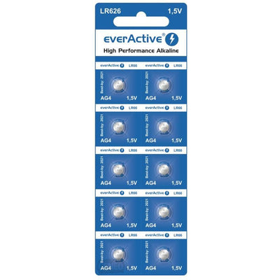 10x en batería blister AG4 G4 LR626 LR66 BL166 everActive