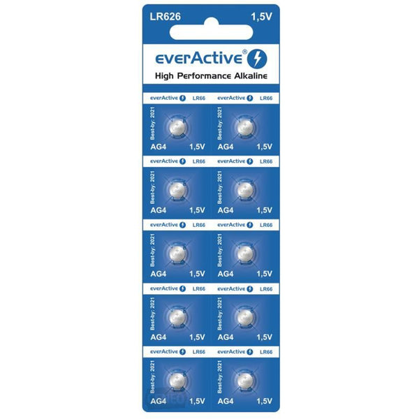 10x en batería blister AG4 G4 LR626 LR66 BL166 everActive