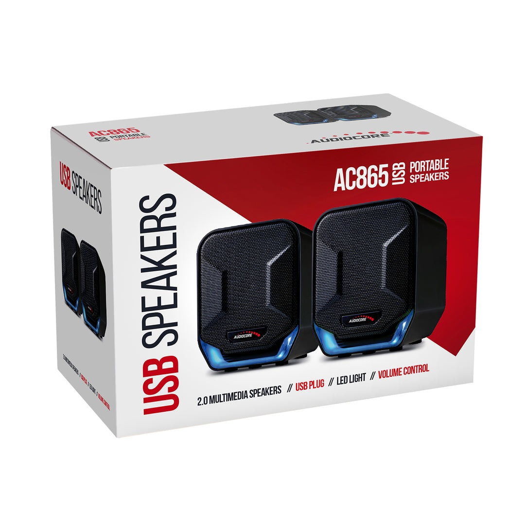 Alto-falantes estéreo de alta qualidade Audiocore AC865 para laptops e desktops