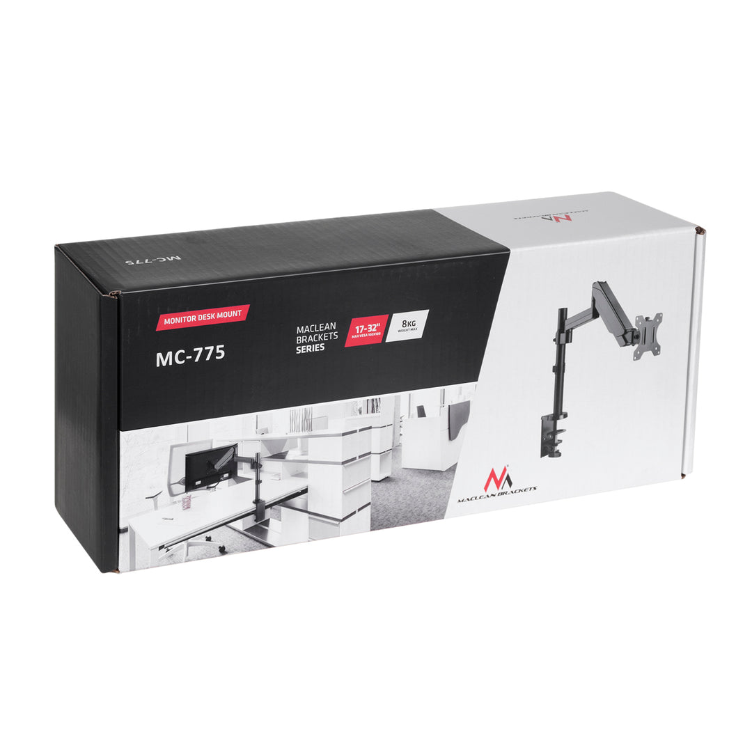 Monitor de mola a gás Maclean MC-775 com braço duplo 17"-32" 8kg