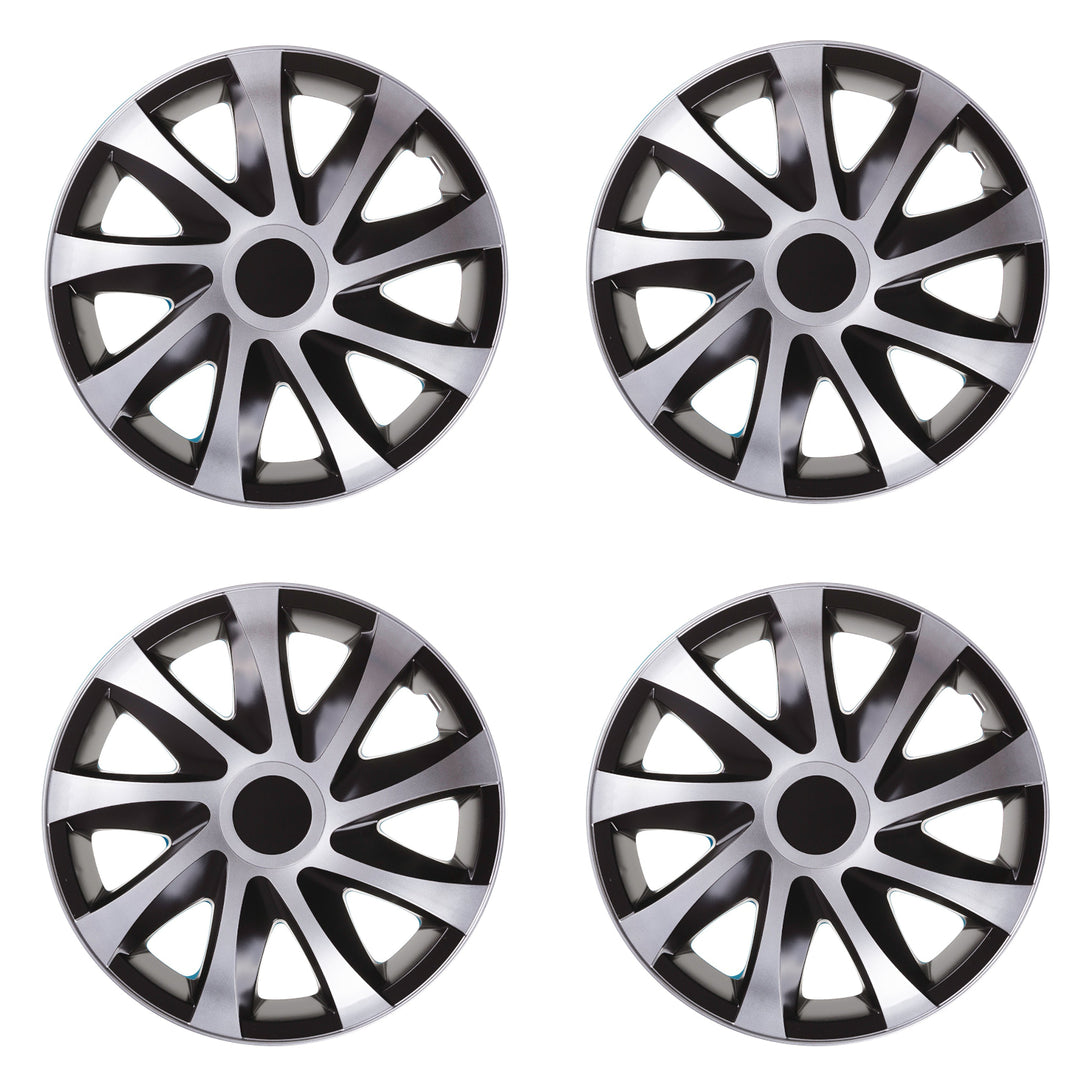 Calotas universais 16" 4 peças pretas com prata Draco CS Preto-Prata