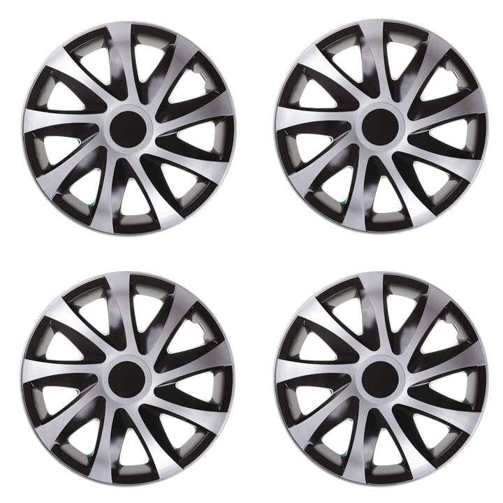 Calotas universais 16" 4 peças pretas com prata Draco CS Preto-Prata