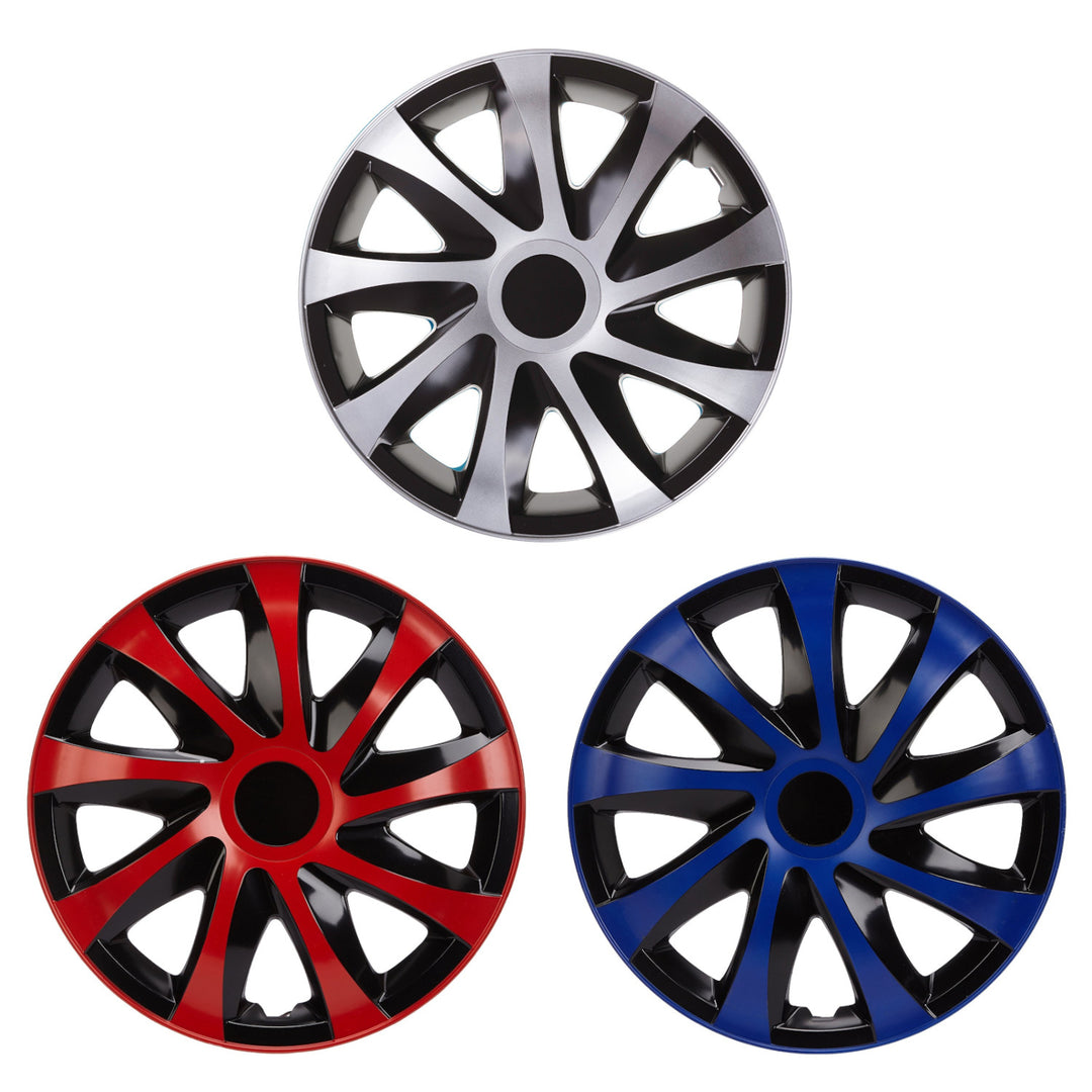 Calotas universais 16" 4 peças pretas com prata Draco CS Preto-Prata