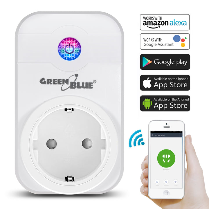 GreenBlue GB155G Tomada sem fio com controle remoto Smart WiFi Alexa App Power Switch
